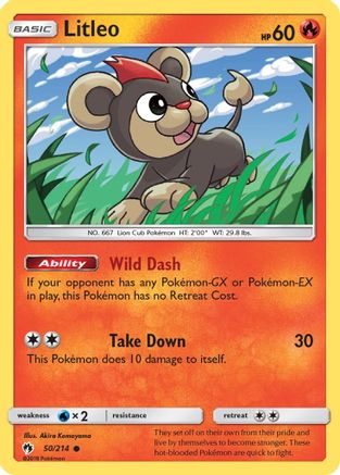 SM Lost Thunder 050/214 Litleo - Reverse Holofoil - Common