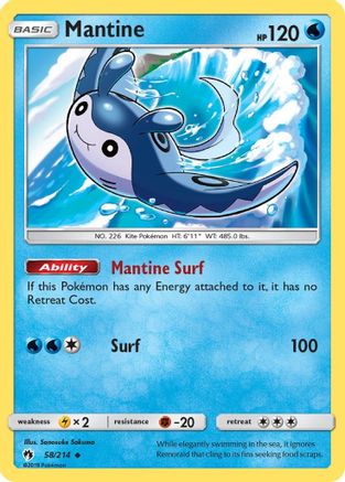 SM Lost Thunder 058 Mantine - Reverse Holofoil - Uncommon