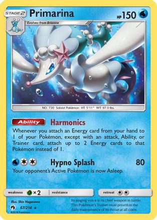SM Lost Thunder 067/214 Primarina - Rare
