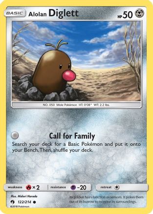 SM Lost Thunder 122/214 Alolan Diglett - Reverse Holofoil - Common