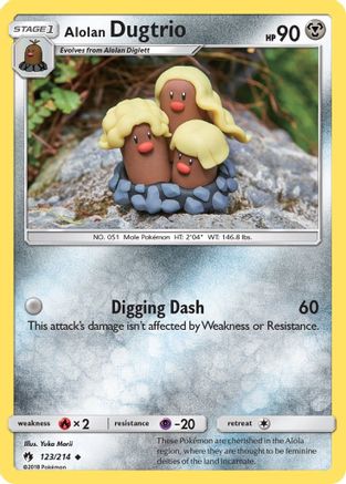 SM Lost Thunder 123/214 Alolan Dugtrio - Reverse Holofoil - Uncommon