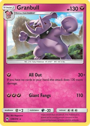 SM Lost Thunder 138/214 Granbull - Reverse Holofoil - Rare