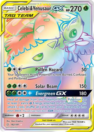 SM Team Up 182 Celebi & Venusaur GX (Secret) - Holofoil - Secret Rare