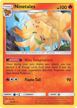 SM Team Up 016/181 Ninetales - Reverse Holofoil - Rare