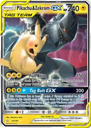 SM Team Up 033/181 Pikachu & Zekrom GX - Holofoil - Ultra Rare