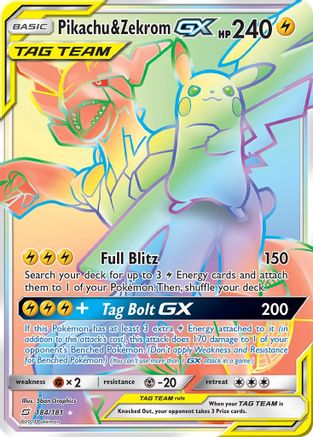 SM Team Up 184 Pikachu & Zekrom GX (Secret) - Holofoil - Secret Rare