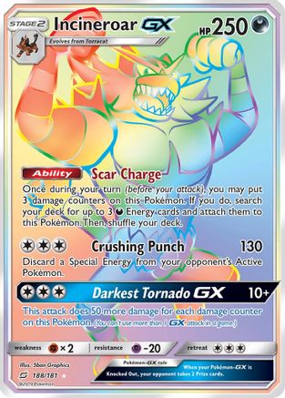 SM Team Up 188 Incineroar GX (Secret) - Holofoil - Secret Rare