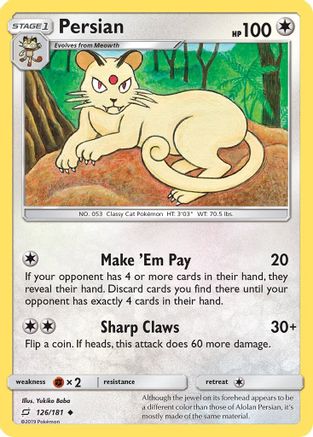 SM Team Up 126/181 Persian - Reverse Holofoil - Uncommon