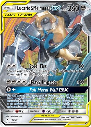 SM Unbroken Bonds 120/214 Lucario & Melmetal GX - Holofoil - Ultra Rare