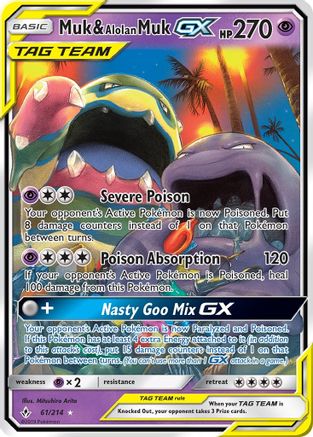 SM Unbroken Bonds 061/214 Muk & Alolan Muk GX - Holofoil - Ultra Rare