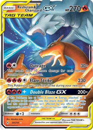 SM Unbroken Bonds 020/214 Reshiram & Charizard GX - Holofoil - Ultra Rare