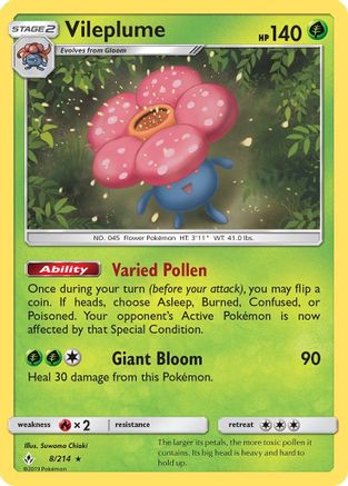 SM Unbroken Bonds 008/214 Vileplume - Holofoil - Holo Rare
