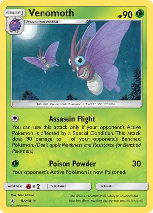 SM Unbroken Bonds 011 Venomoth - Rare