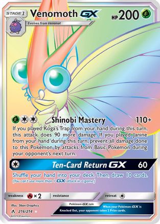 SM Unbroken Bonds 216 Venomoth GX (Secret) - Holofoil - Secret Rare