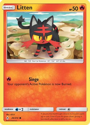 SM Unbroken Bonds 026/214 Litten (26) - Reverse Holofoil - Common