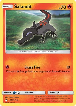 SM Unbroken Bonds 030 Salandit - Reverse Holofoil - Common