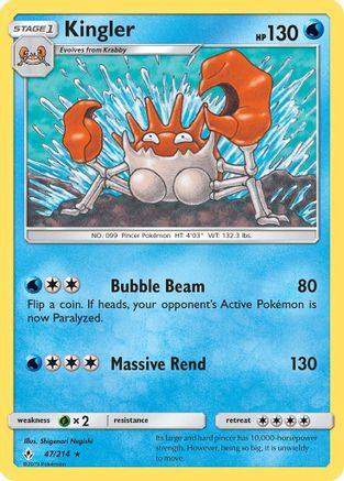 SM Unbroken Bonds 047/214 Kingler - Rare