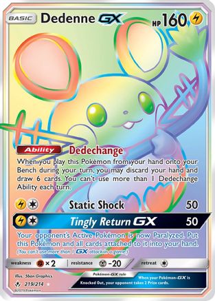 SM Unbroken Bonds 219 Dedenne GX (Secret) - Holofoil - Secret Rare