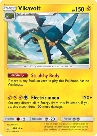 SM Unbroken Bonds 059/214 Vikavolt - Reverse Holofoil - Holo Rare