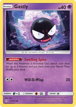 SM Unbroken Bonds 067/214 Gastly (67) - Common