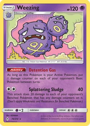 SM Unbroken Bonds 074/214 Weezing - Reverse Holofoil - Rare