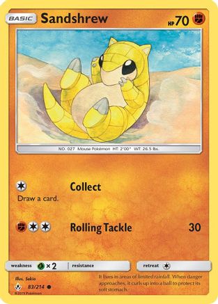 SM Unbroken Bonds 083/214 Sandshrew - Reverse Holofoil - Common