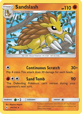 SM Unbroken Bonds 084 Sandslash - Rare