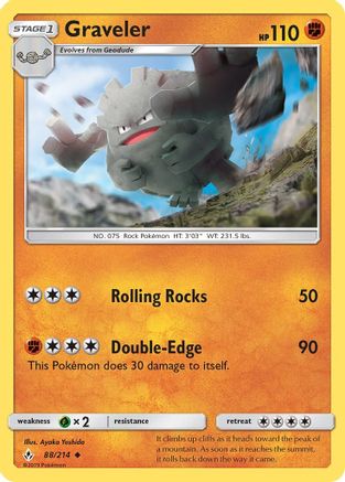 SM Unbroken Bonds 088 Graveler - Reverse Holofoil - Uncommon