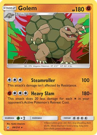 SM Unbroken Bonds 089/214 Golem - Reverse Holofoil - Holo Rare