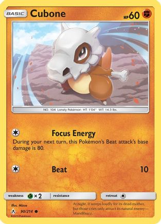 SM Unbroken Bonds 090/214 Cubone - Common