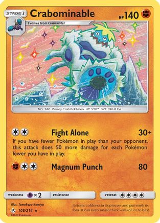 SM Unbroken Bonds 105/214 Crabominable - Rare
