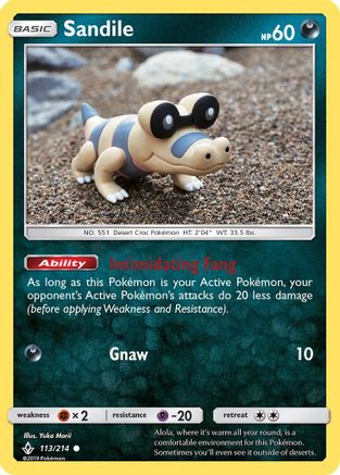 SM Unbroken Bonds 113/214 Sandile (113) - Reverse Holofoil - Common