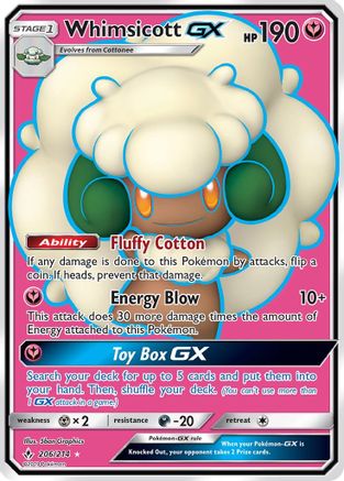SM Unbroken Bonds 206/214 Whimsicott GX (Full Art) - Holofoil - Ultra Rare