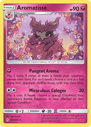 SM Unbroken Bonds 142/214 Aromatisse - Reverse Holofoil - Rare