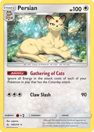 SM Unbroken Bonds 148 Persian - Rare