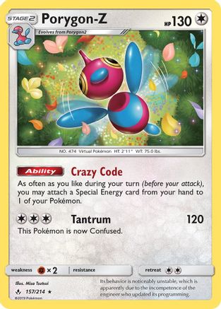 SM Unbroken Bonds 157/214 Porygon-Z - Holofoil - Holo Rare