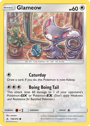 SM Unbroken Bonds 159/214 Glameow - Common