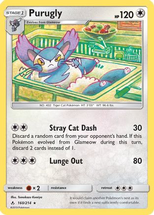 SM Unbroken Bonds 160/214 Purugly - Reverse Holofoil - Rare
