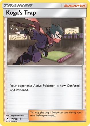 SM Unbroken Bonds 177/214 Koga's Trap - Reverse Holofoil - Uncommon