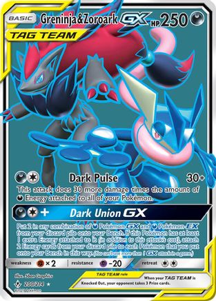 SM Unbroken Bonds 200 Greninja & Zoroark GX (200) (Full Art) - Holofoil - Ultra Rare
