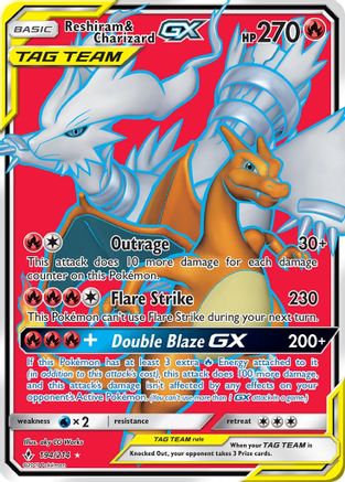 SM Unbroken Bonds 194/214 Reshiram & Charizard GX (Full Art) - Holofoil - Ultra Rare