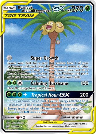 SM Unified Minds 215 Rowlet & Alolan Exeggutor GX (Alternate Full Art) - Holofoil - Ultra Rare