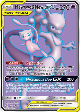 SM Unified Minds 222 Mewtwo & Mew GX (Full Art) - Holofoil - Ultra Rare