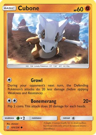 SM Unified Minds 105/236 Cubone - Common
