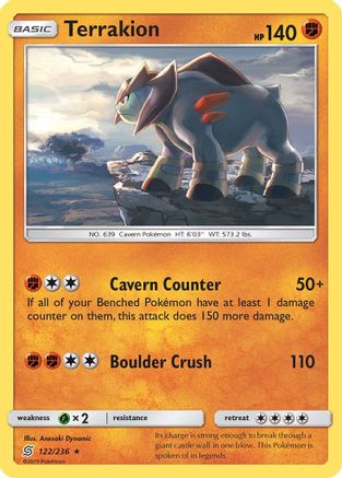 SM Unified Minds 122 Terrakion - Holofoil - Holo Rare