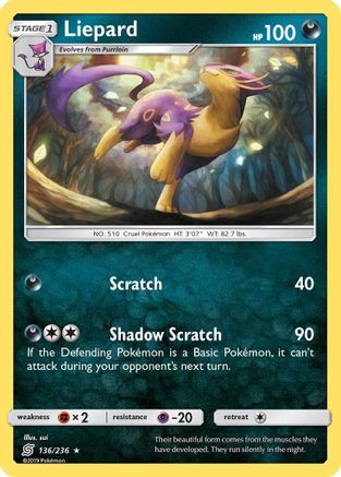 SM Unified Minds 136 Liepard - Reverse Holofoil - Rare