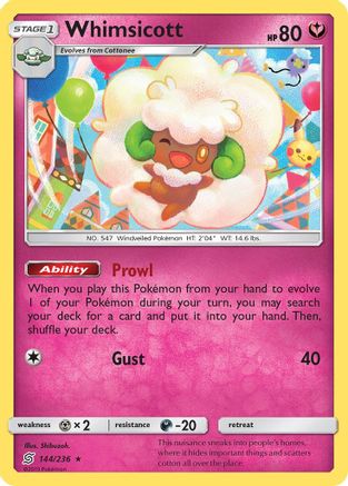 SM Unified Minds 144/236 Whimsicott - Reverse Holofoil - Rare