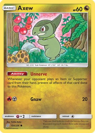 SM Unified Minds 154/236 Axew - Reverse Holofoil - Common