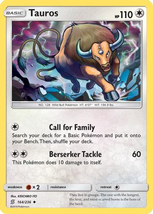 SM Unified Minds 164/236 Tauros - Reverse Holofoil - Uncommon