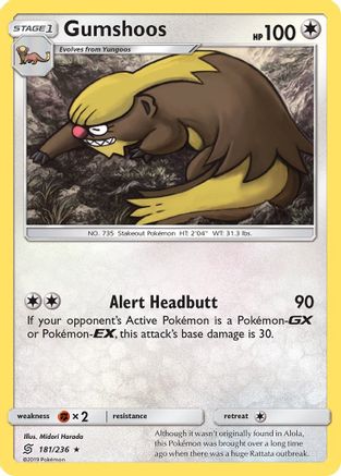 SM Unified Minds 181 Gumshoos - Reverse Holofoil - Rare
